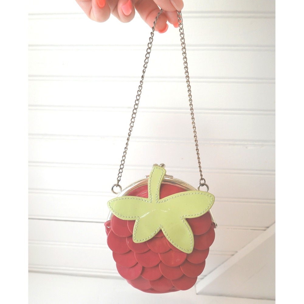 Mini Raspberry Purse Shiny Patent Faux Leather Snap Closure Retro 2011 Gymboree